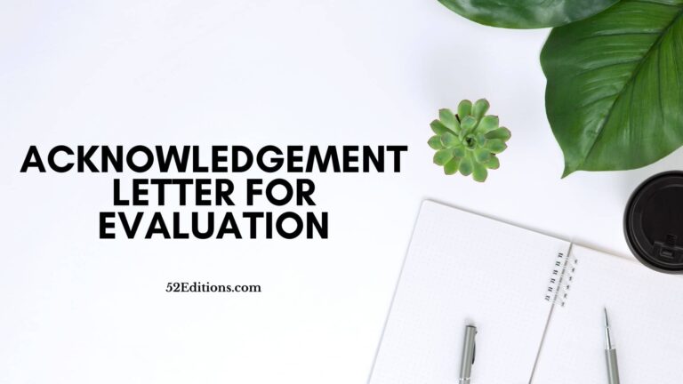 Acknowledgement Letter For Evaluation