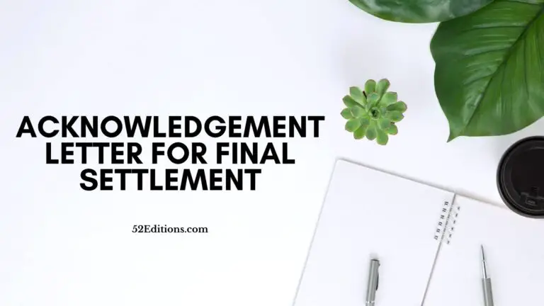 Acknowledgement Letter For Final Settlement