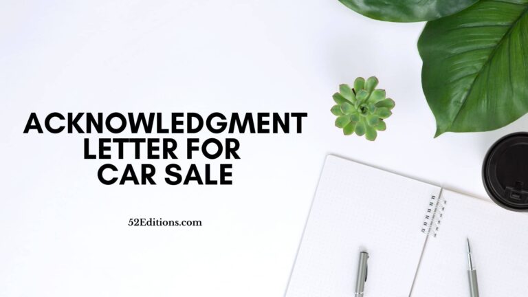 Acknowledgment Letter For Car Sale