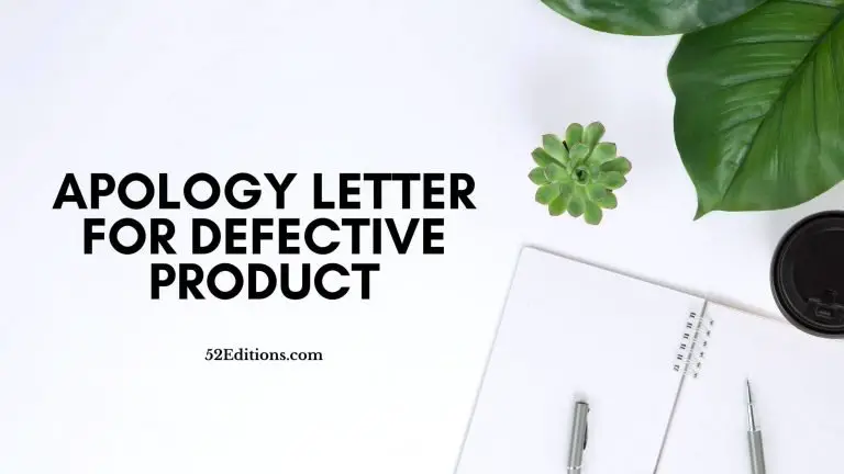 Apology Letter For Defective Product