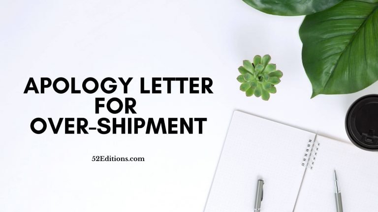 Apology Letter For Over-shipment