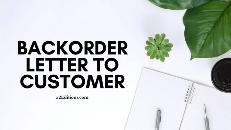 Backorder Letter To Customer