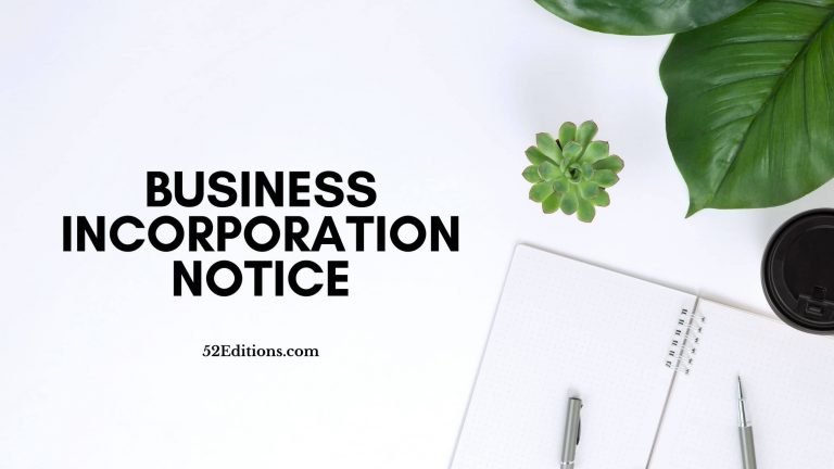 Business Incorporation Notice Letter