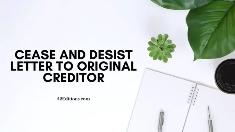 Cease And Desist Letter To Original Creditor