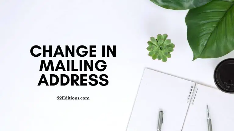 Change In Mailing Address