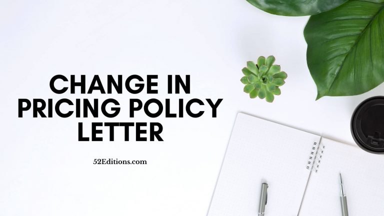 Change in Pricing Policy Letter