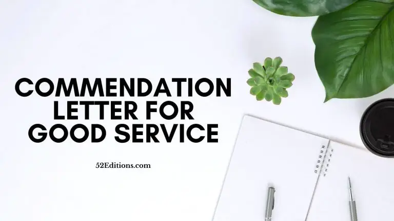 Commendation Letter For Good Service