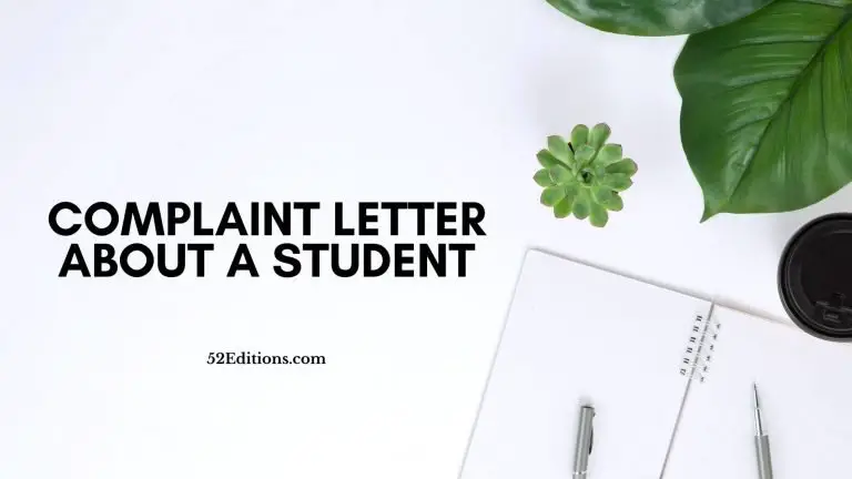 Complaint Letter About A Student