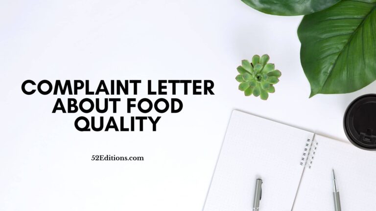 Complaint Letter About Food Quality