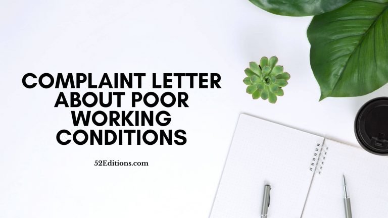 Complaint Letter About Poor Working Conditions