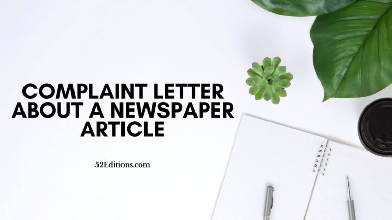 Complaint Letter About a Newspaper Article