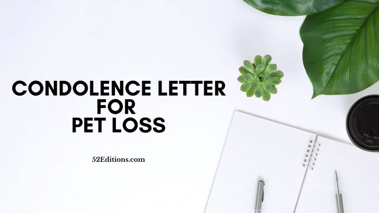 Condolence Letter For Pet Loss