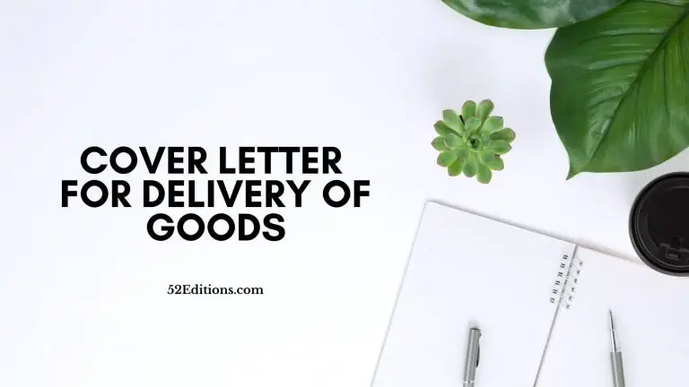 Cover Letter For Delivery Of Goods