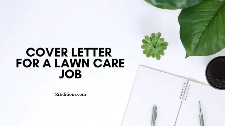 Cover Letter For Lawn Care Job