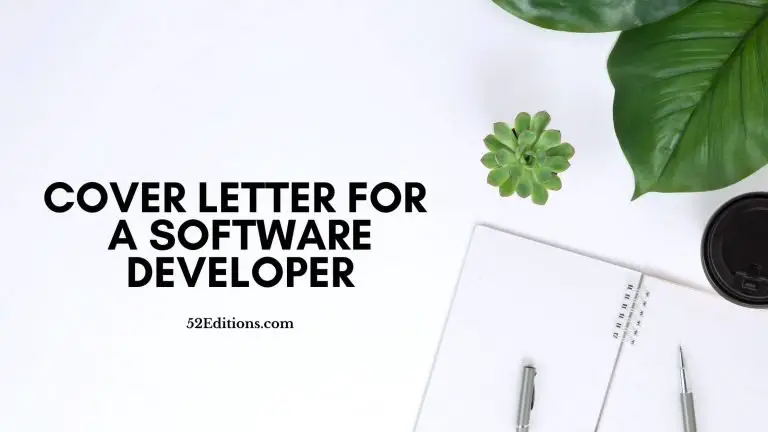Cover Letter For a Software Developer