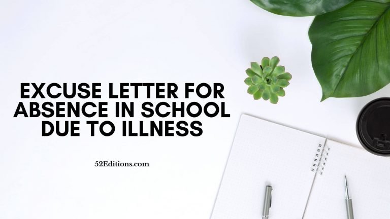 Excuse Letter For Absence in School Due To Illness