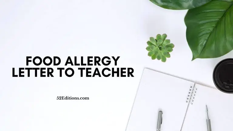 Food Allergy Letter To Teacher