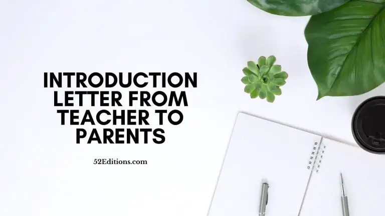 Introduction Letter From Teacher To Parents