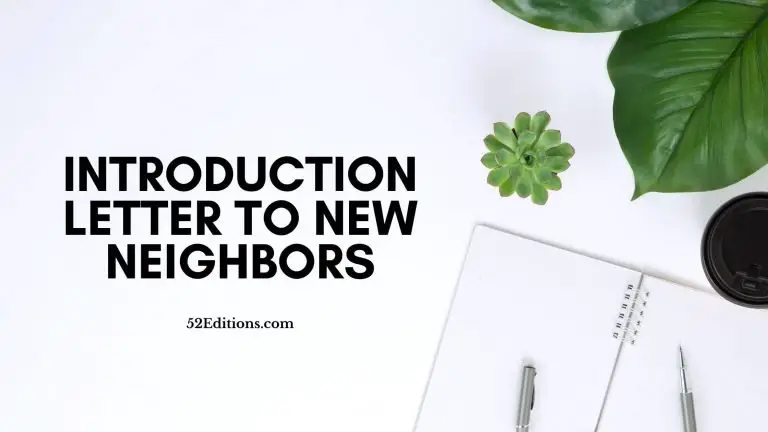 Introduction Letter To New Neighbors