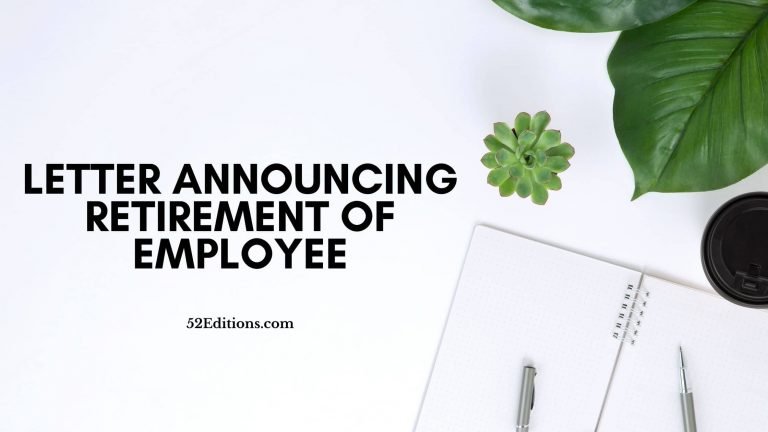 Letter Announcing Retirement of Employee