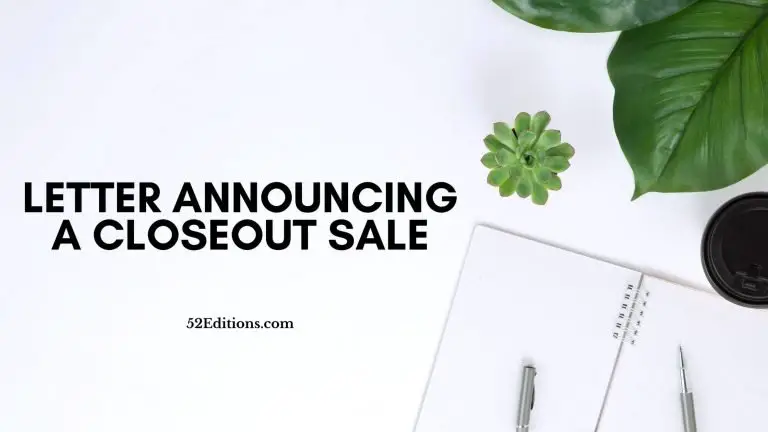 Letter Announcing a Closeout Sale