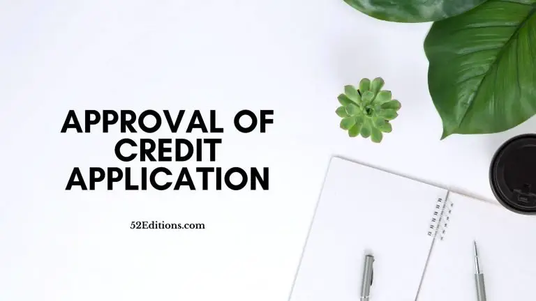Letter For Approval of Credit Application