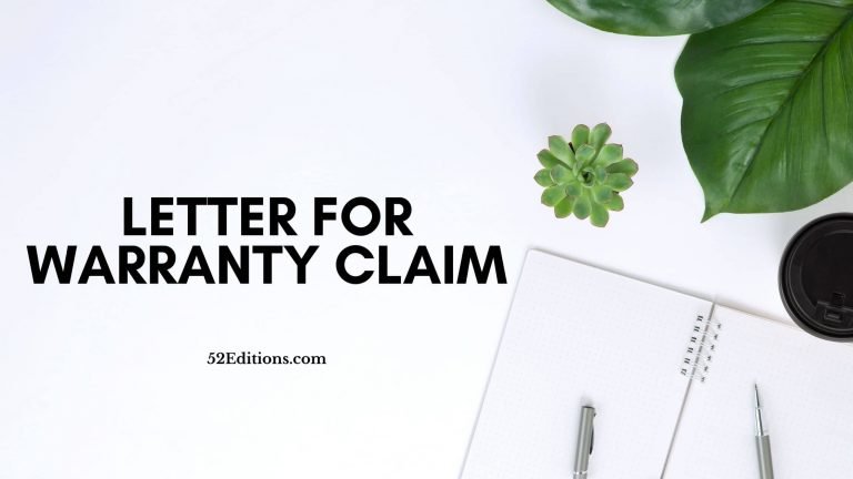 Letter For Warranty Claim