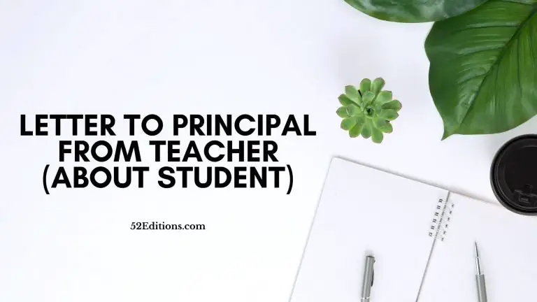 Letter To Principal From Teacher (About Student)