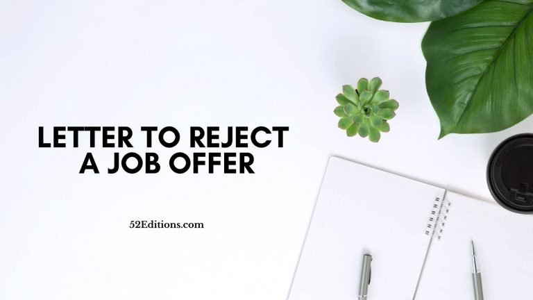 Letter To Reject a Job Offer