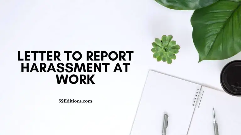 Letter To Report Harassment At Work