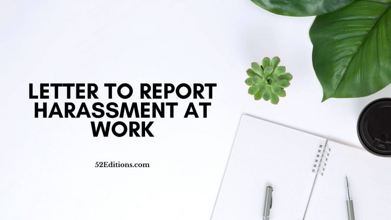 Letter To Report Harassment At Work