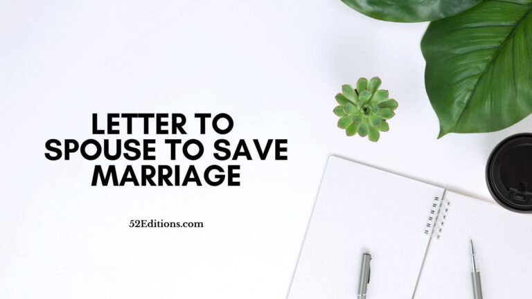 Letter To Spouse To Save Marriage