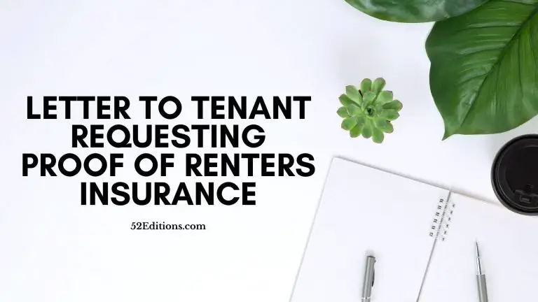 Letter To Tenant Requesting Proof of Renters Insurance