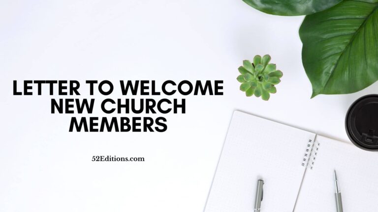 Letter To Welcome New Church Members