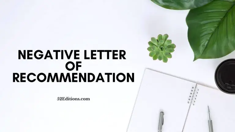 Negative Letter of Recommendation