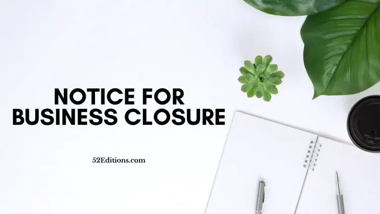 Notice For Business Closure
