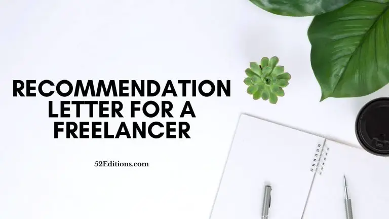 Recommendation Letter For A Freelancer
