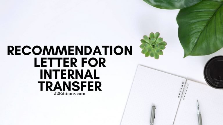 Recommendation Letter For Internal Transfer