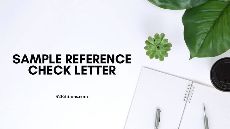 Sample Reference Check Letter