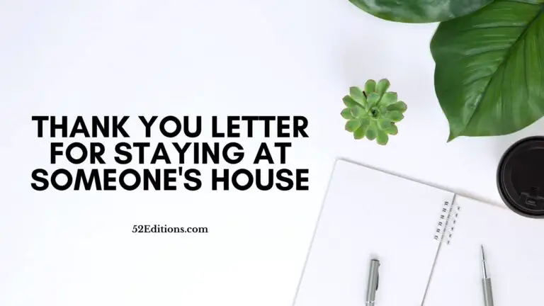 Thank You Letter For Staying At Someone's House