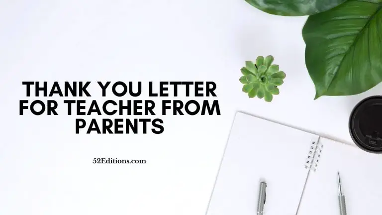 Thank You Letter For Teacher From Parents