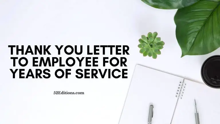 Thank You Letter To Employee For Years of Service