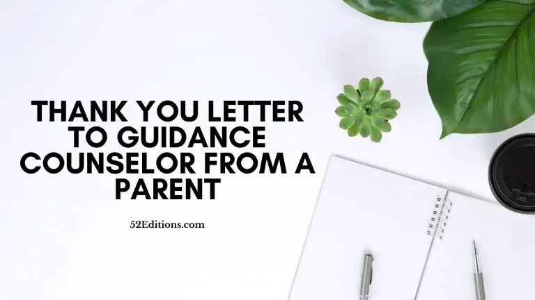 Thank You Letter To Guidance Counselor From Parent