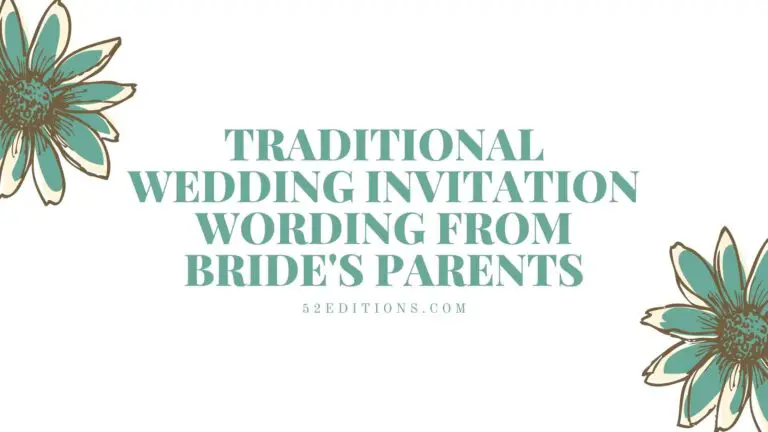 Traditional Wedding Invitation Wording From Bride's Parents