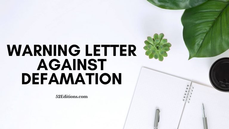 Warning Letter Against Defamation