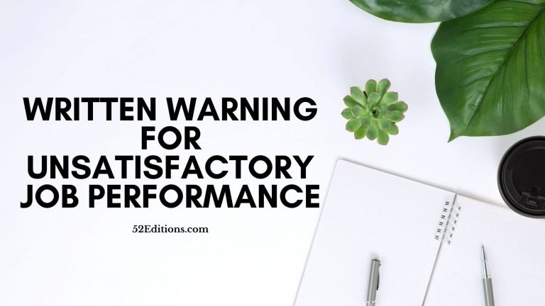 Written Warning For Unsatisfactory Job Performance