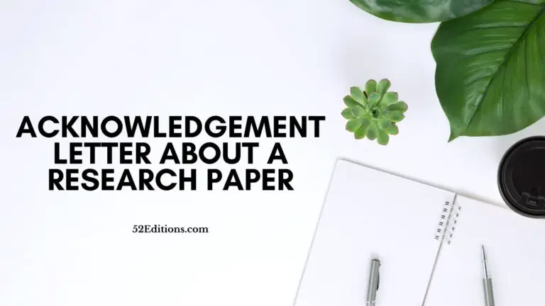 Acknowledgement Letter About a Research Paper
