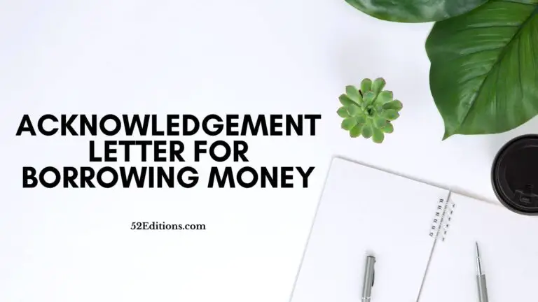 Acknowledgement Letter For Borrowing Money