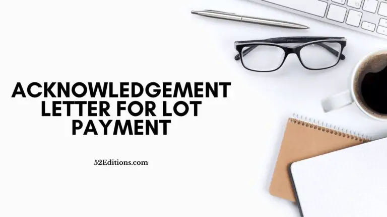 Acknowledgement Letter For Lot Payment