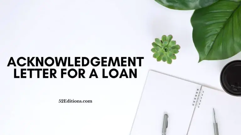 Acknowledgement Letter For a Loan